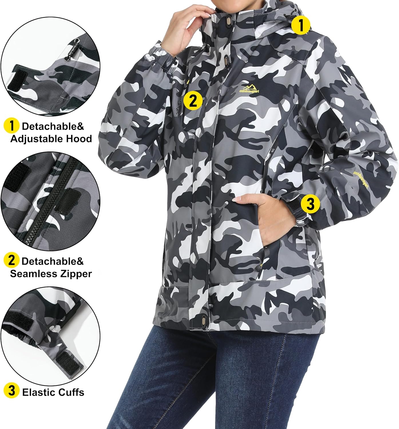 Detalle de MAGCOMSEN MCS1305-32 Women’s 3-in-1 Waterproof Ski Jacket with Fleece