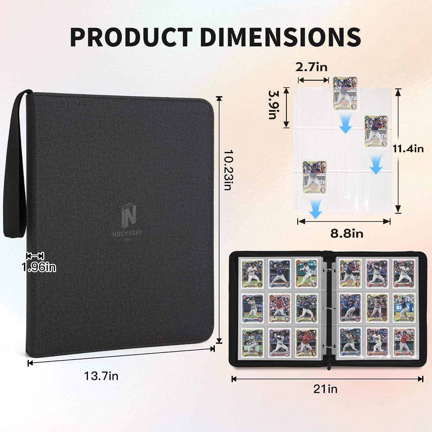 Detalle 2 de Trading Card Binder Premium 9-Pocket 720 Double-Sided Album (Black 2)