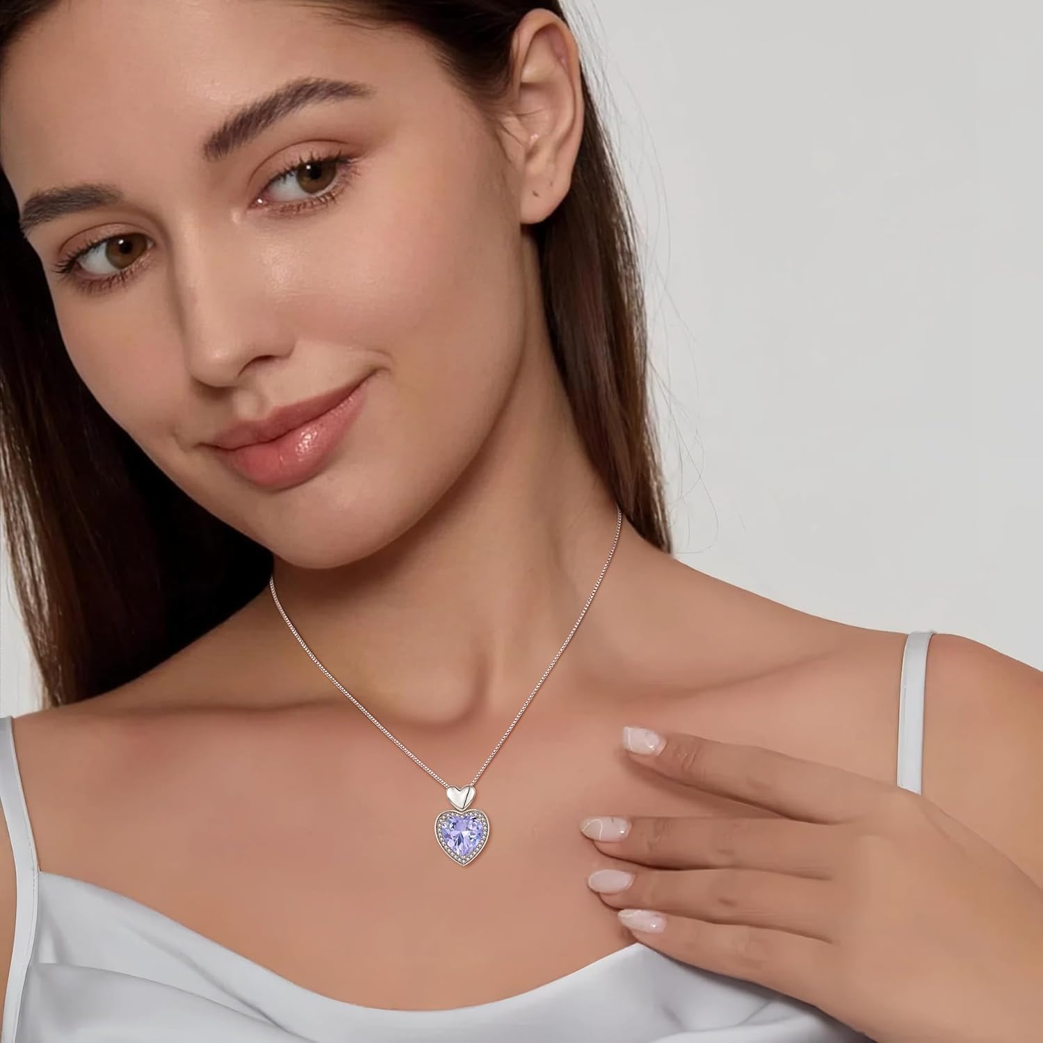 Thumbnail 1 de FJ Herz-Kette Damen aus 925 Sterling Silber mit Geburtsstein & Anhänger