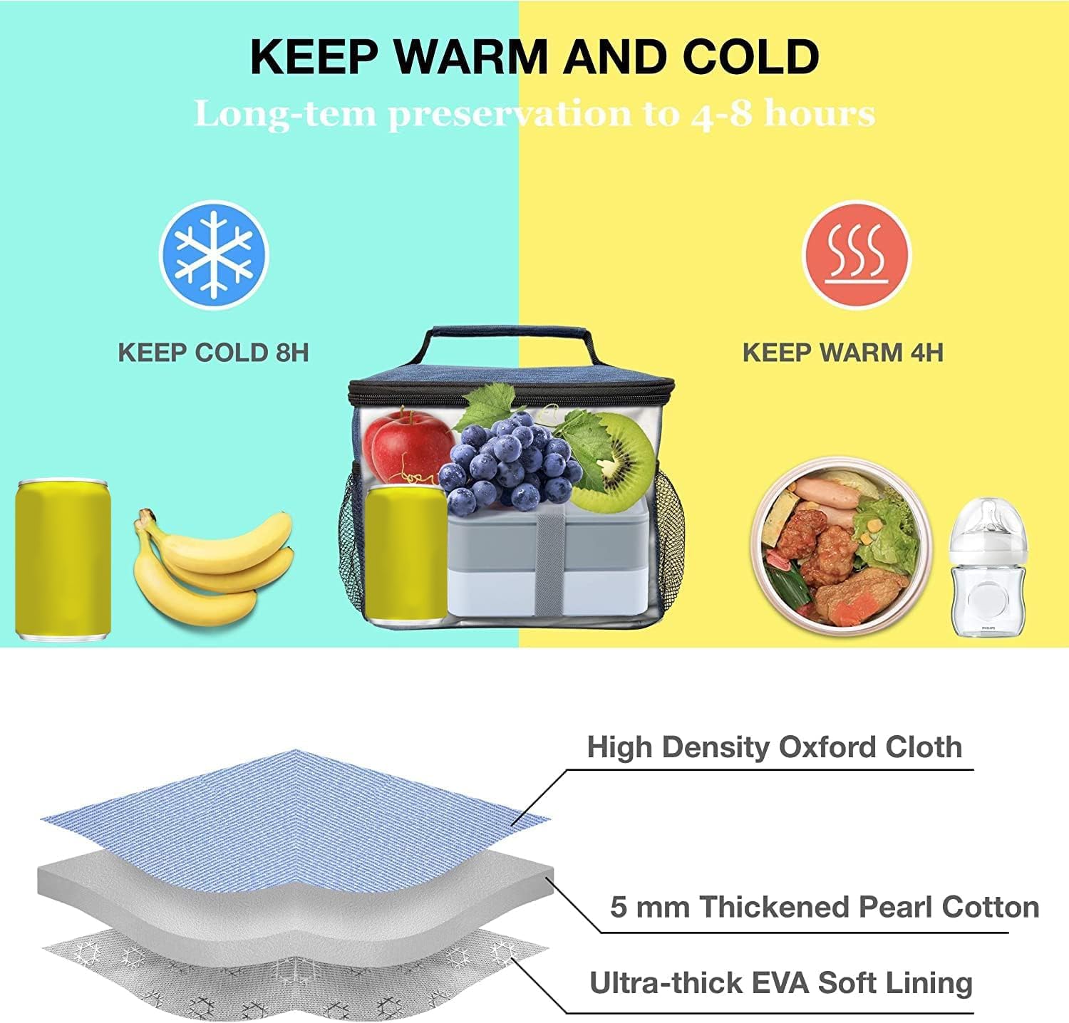 Detalle 2 de ExtraCharm Insulated Lunch Bag 300D Oxford Cloth