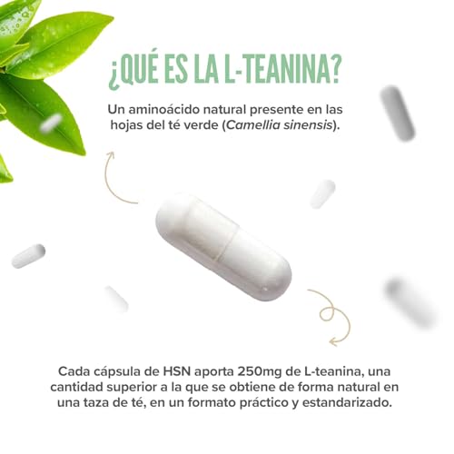 Detalle de HSN L-Teanina 250 mg, 120 cápsulas vegetales con vitaminas B12 y B5
