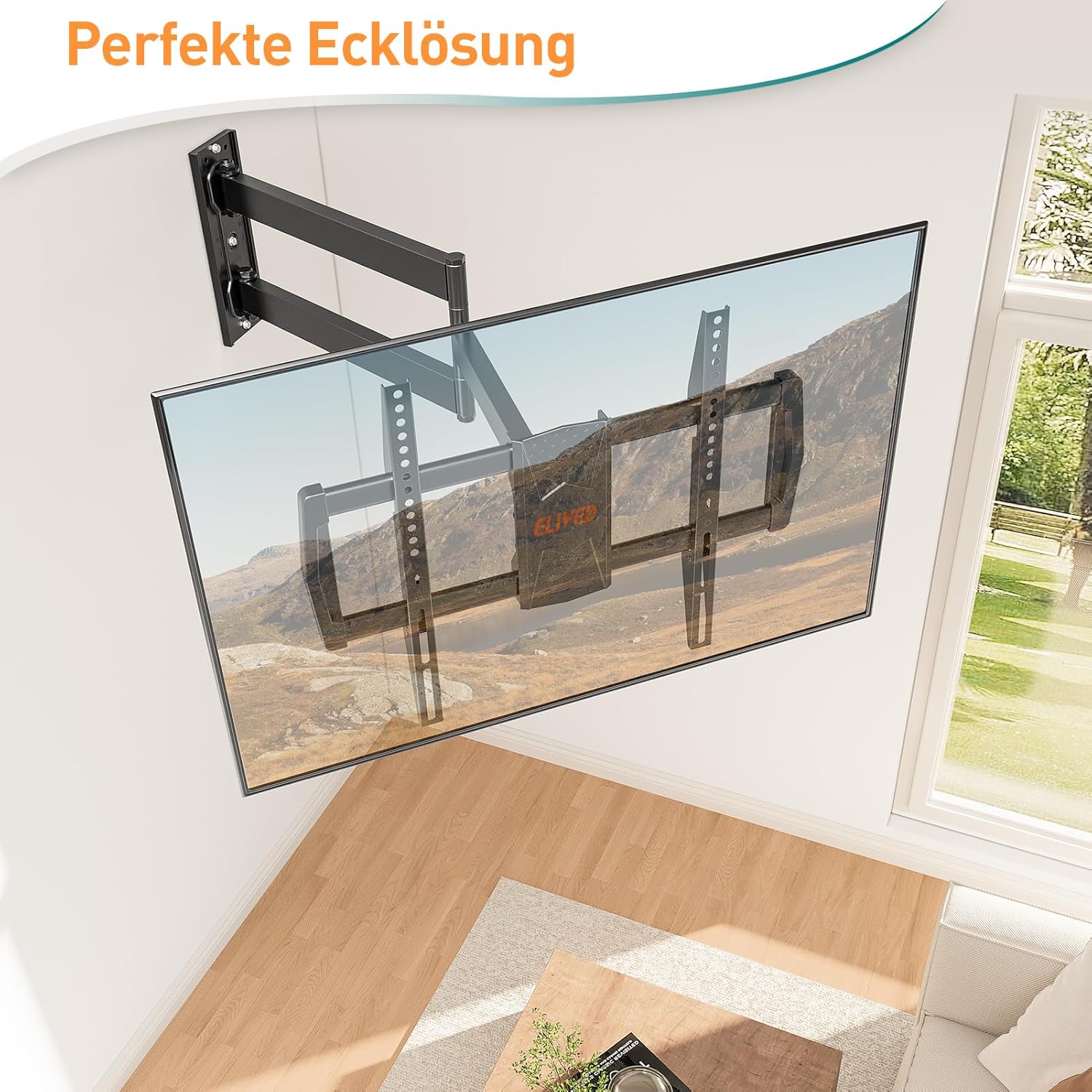 Detalle 2 de ELIVED TV-Wandhalterung EV1036 mit extra langem Gelenkarm (813 mm) für 37–75" bis 45 kg, neigbar, schwenk- und drehbar