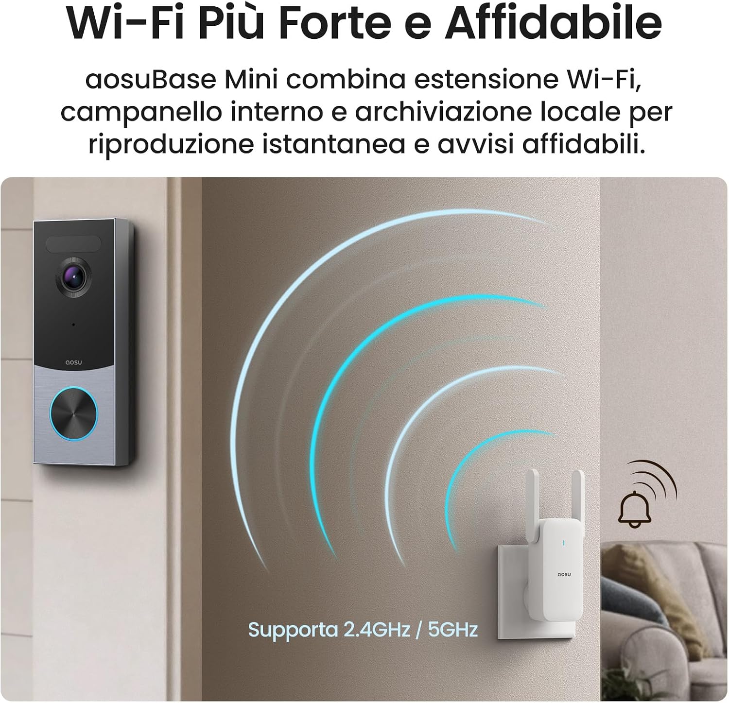 Thumbnail 6 de aosu Videocitofono senza Fili da Esterno HD 5MP con Alexa, 2.4/5 GHz, Batteria e Rilevatore Radar