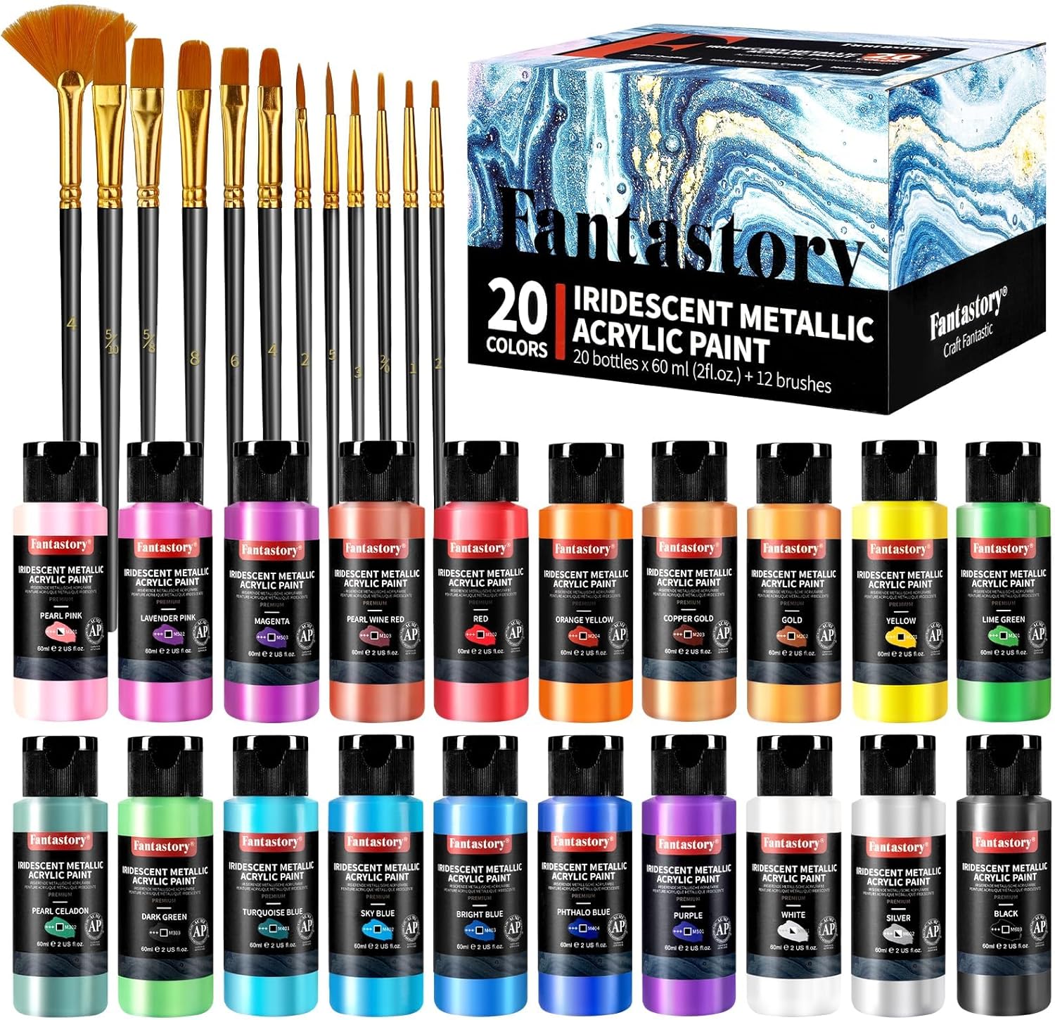 Thumbnail 6 de Acrylfarben Set 18 Farben 60 ml mit Pinseln
