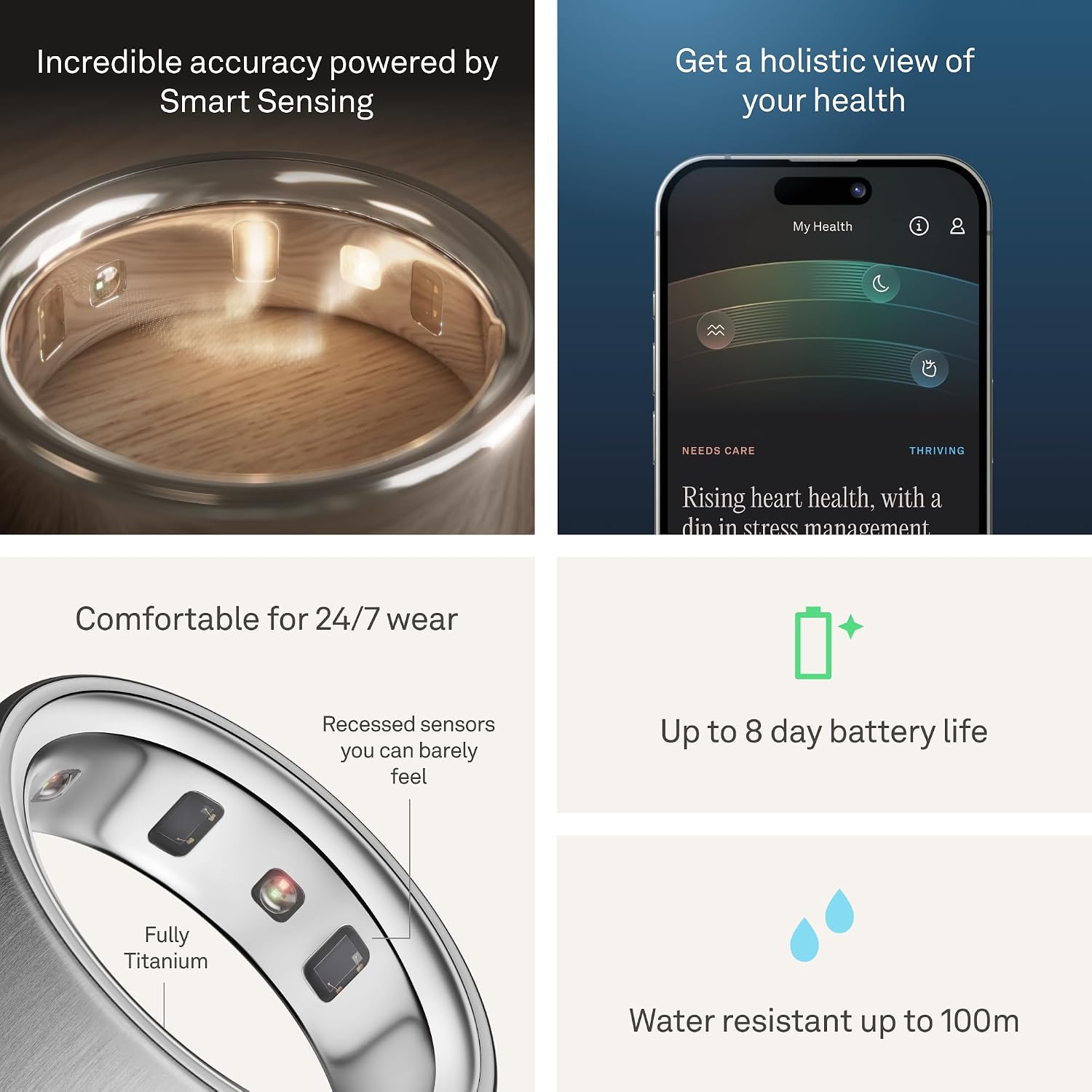 Detalle de Oura Ring 4 – Brushed Silver smart ring