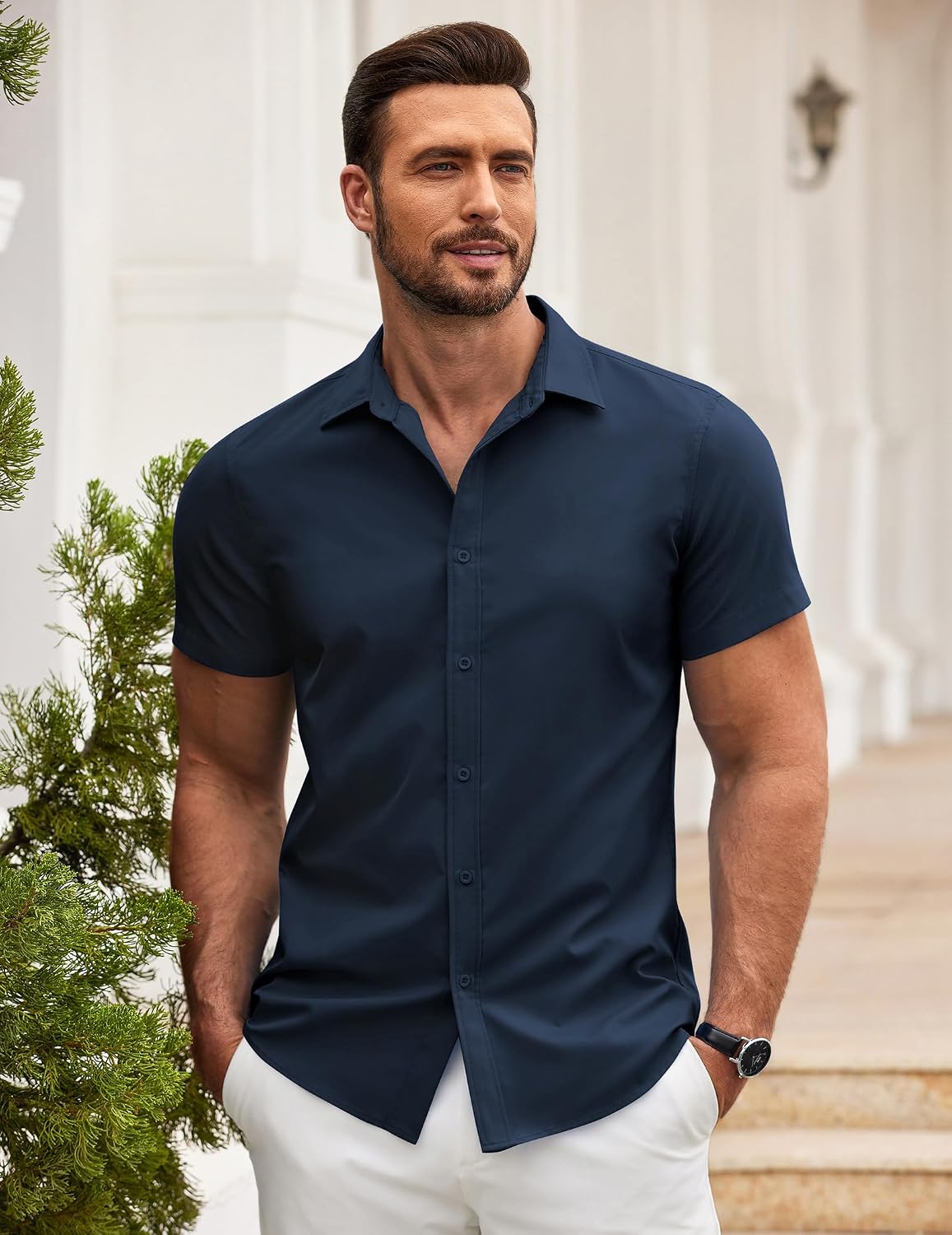 Thumbnail 1 de COOFANDY Camisa Hombre Manga Corta Regular Fit