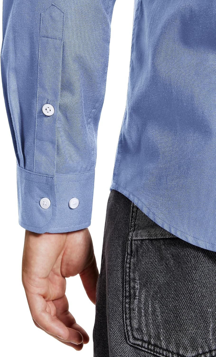 Thumbnail 4 de siliteelon Men’s Oxford Shirt Long Sleeve Smart Casual Plain Regular Fit with Pocket