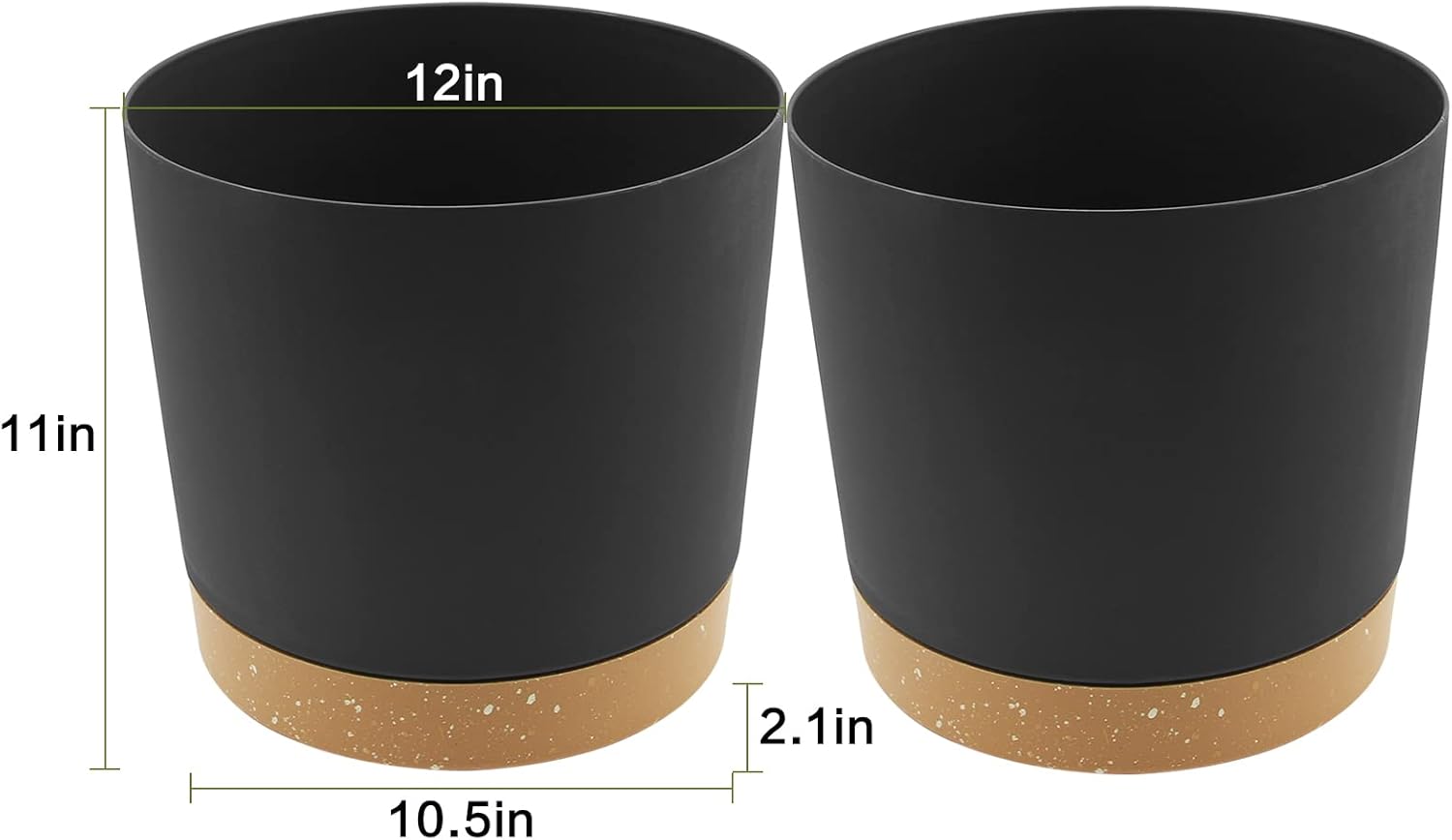 Thumbnail 1 de QCQHDU 30.5cm Plant Pot (2-Pack) with Drainage Holes & Saucer, Dark Grey