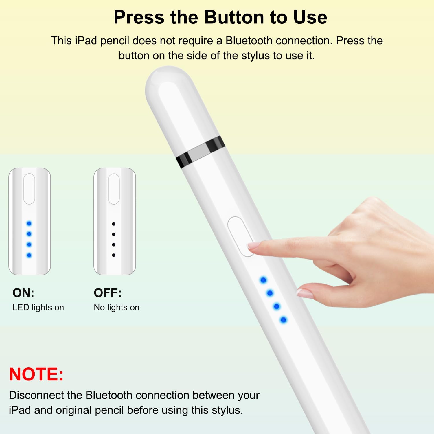 Detalle de Pencil 1. Generation für iPad (2018–2025) – iPad-kompatibler Stift mit 20-Minuten-Schnellladung, Neigung & Palm Rejection (Weiß)