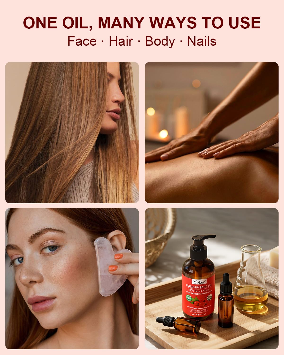 Thumbnail 4 de Yoken Organic Rosehip Seed Oil, 8 oz Cold-Pressed Oil in Glass Bottle