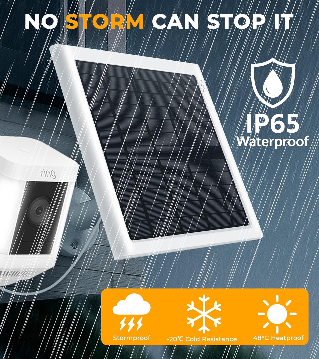 Thumbnail 5 de PUUQII 8W Solar Panel for Ring Camera (2-Pack) with 10ft Cable, IP65 Waterproof