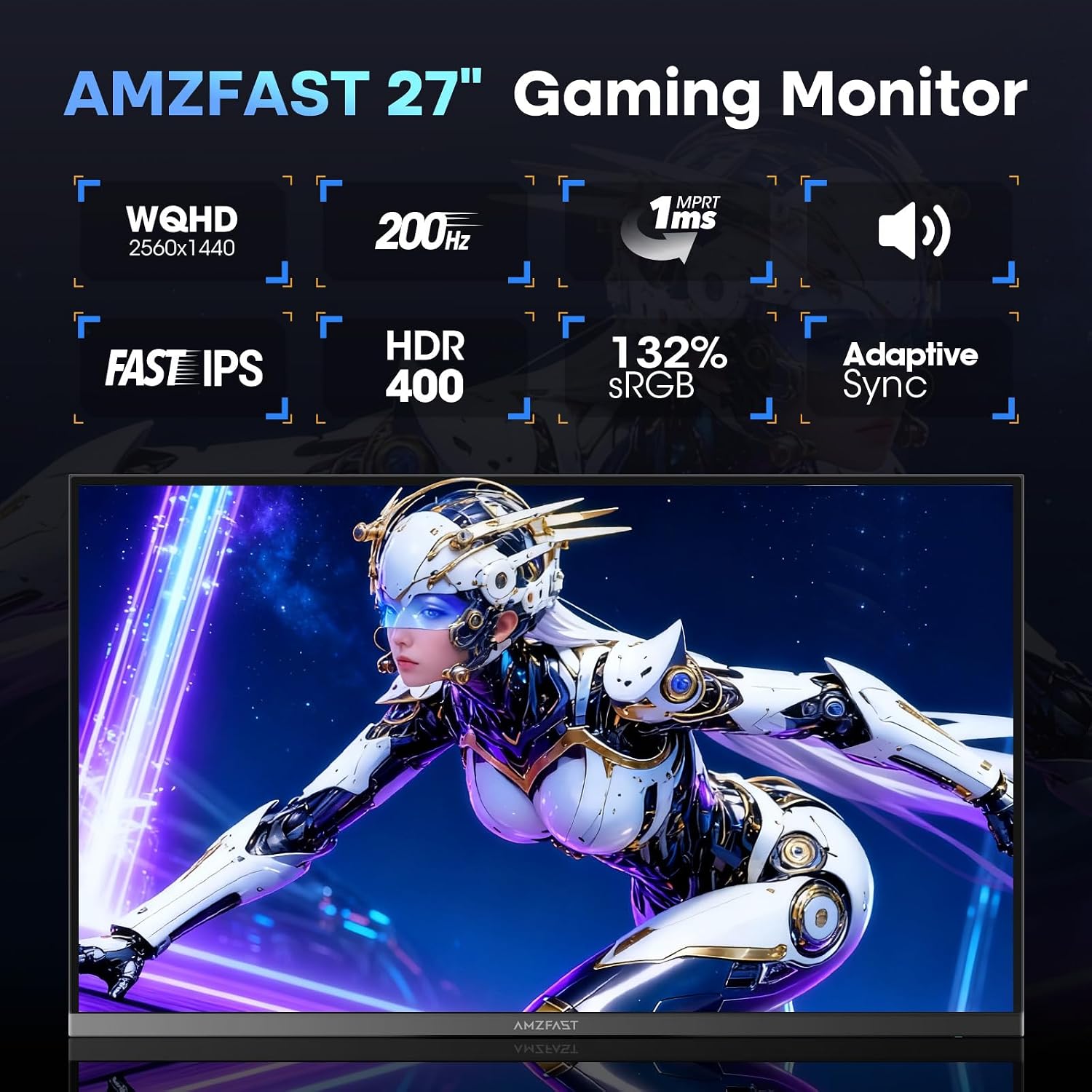 Detalle 2 de Amzfast AMZG27F5Q Gaming Monitor 27 Zoll