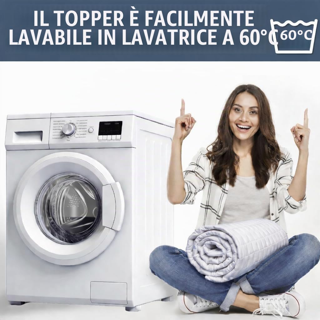 Thumbnail 3 de FAM Home Coprimaterasso Matrimoniale 160x200 cm – Cotone e Poliestere, 2 cm di spessore