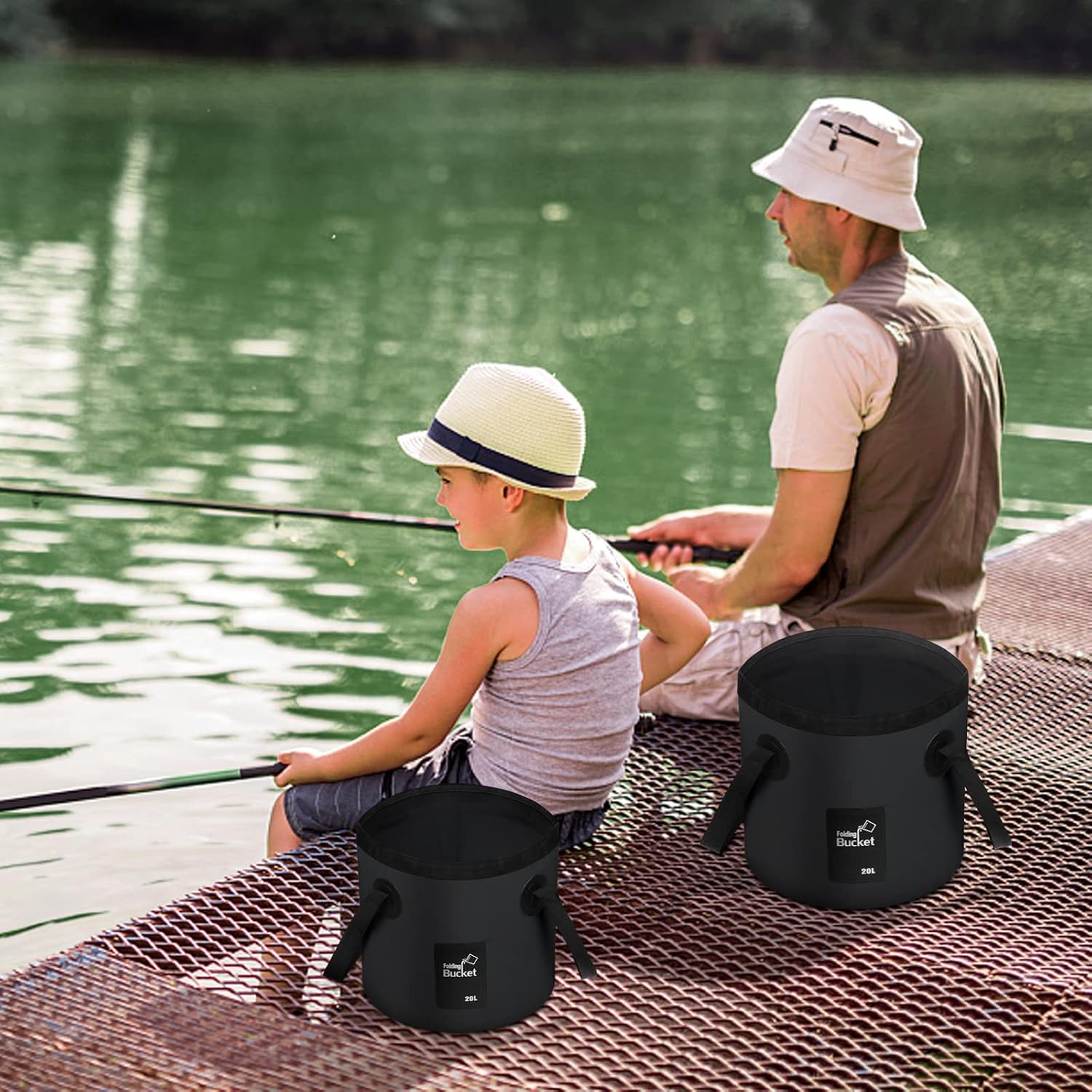 Detalle de Folding Bucket 20L – Foldable Camping Storage Container, Portable and Durable