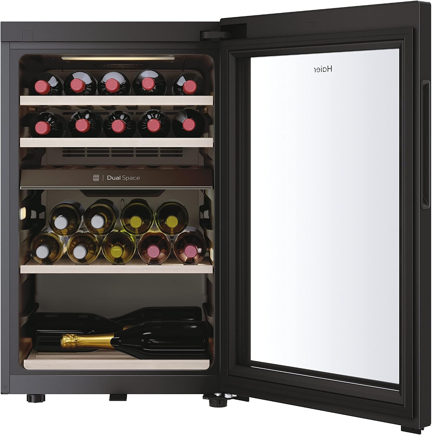 Detalle de Haier Wine Bank 50 Serie 7 Cantinetta Vino 42 Bottiglie, Doppia Zona, Nera