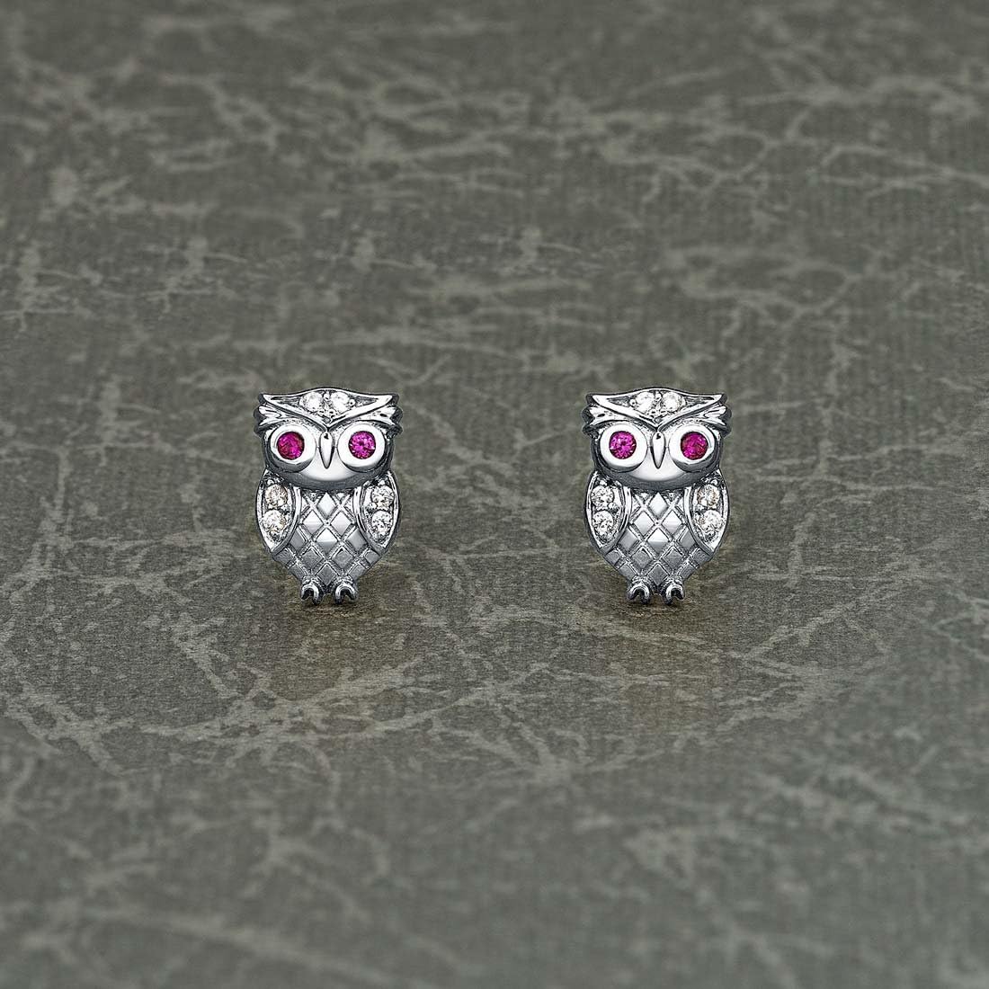 Detalle de Diamond Treats Piccoli orecchini a forma di gufo in argento 925 con zirconi