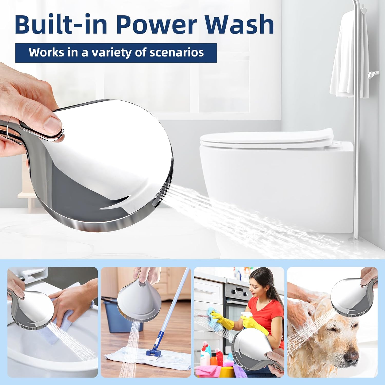 Detalle 1 de Cobbe Filtered Handheld Showerhead, 9 Spray Settings, 16-Stage Filter, Chrome