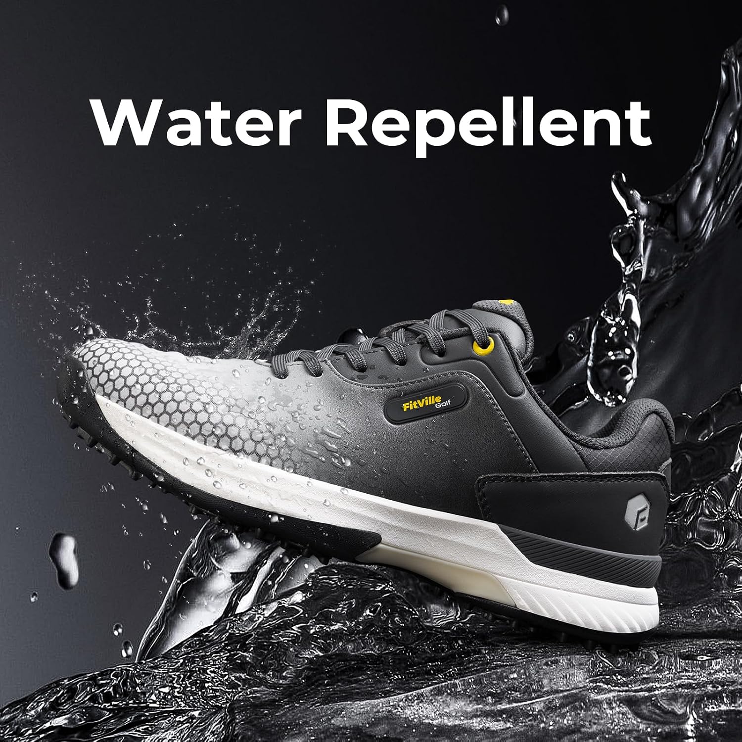 Thumbnail 6 de FitVille Mens Golf Shoes Extra Wide Fit Casual Trainers – Water Resistant Non Slip Spiked Outdoor Sneakers