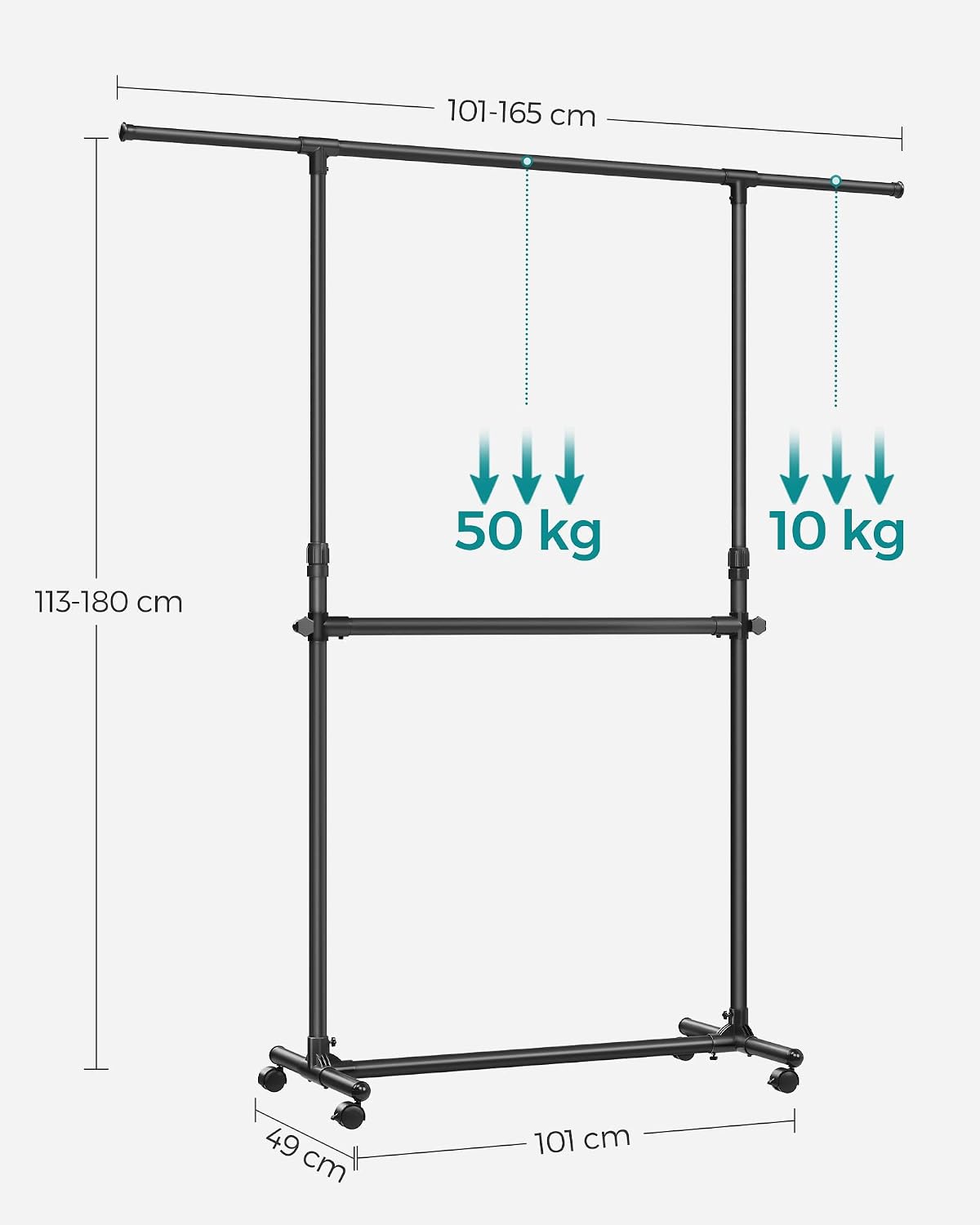 Detalle 2 de SONGMICS LLR401B01 portant à vêtements 180 cm