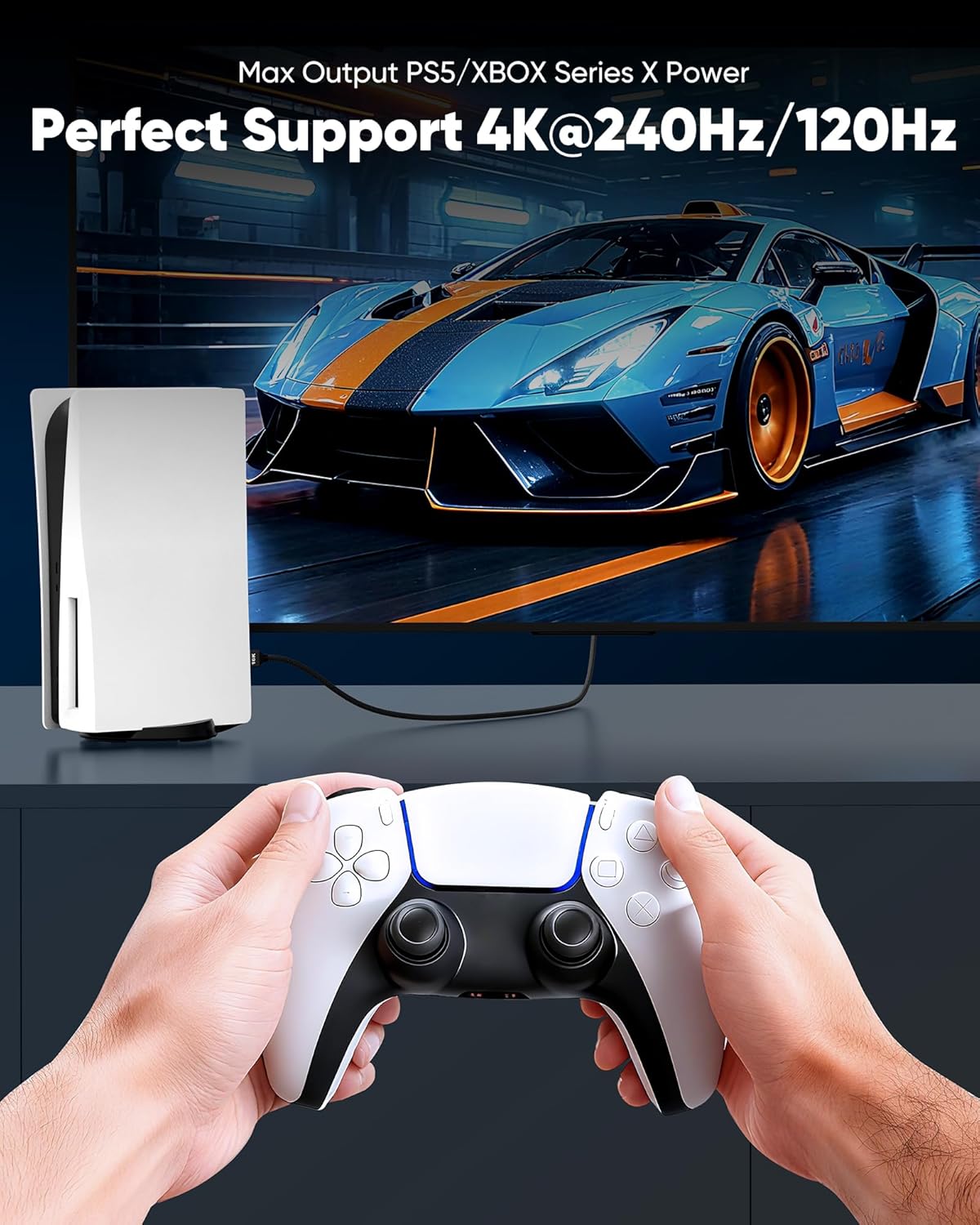 Thumbnail 2 de Capshi 96Gbps HDMI 2.2 Cable (6.6 ft) — 16K@60Hz, 8K@120Hz, 4K@240Hz with HDR, eARC & HDCP 2.2/2.3