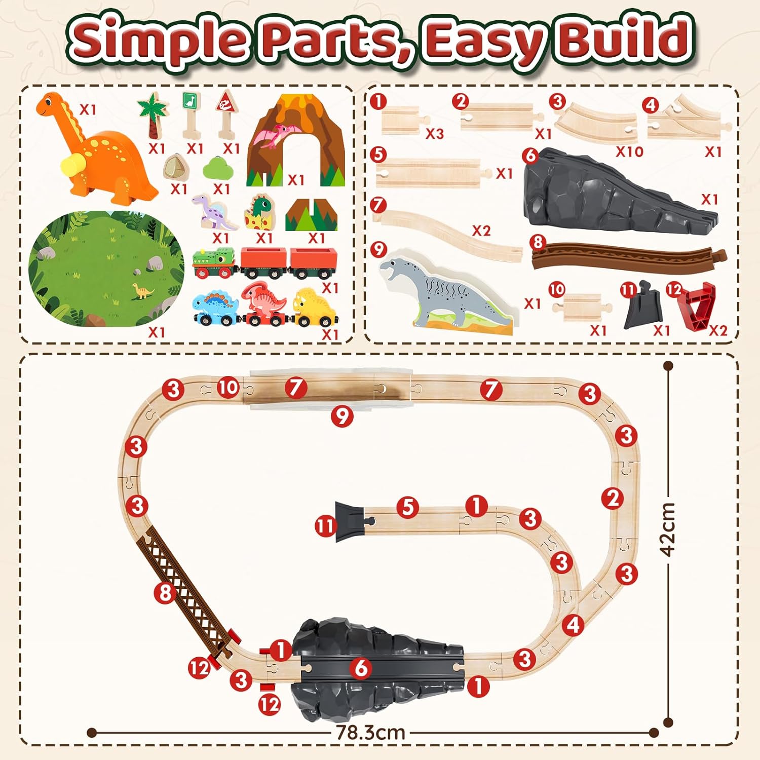 Thumbnail 6 de Lehoo Castle Wooden Train Set with Dinosaur Track - A versatile, kid-friendly railway adventure