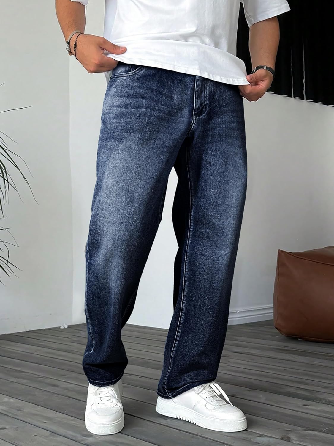 Thumbnail 1 de JMIERR Mens Baggy Jeans Stretch Casual Loose Fit Denim Pants