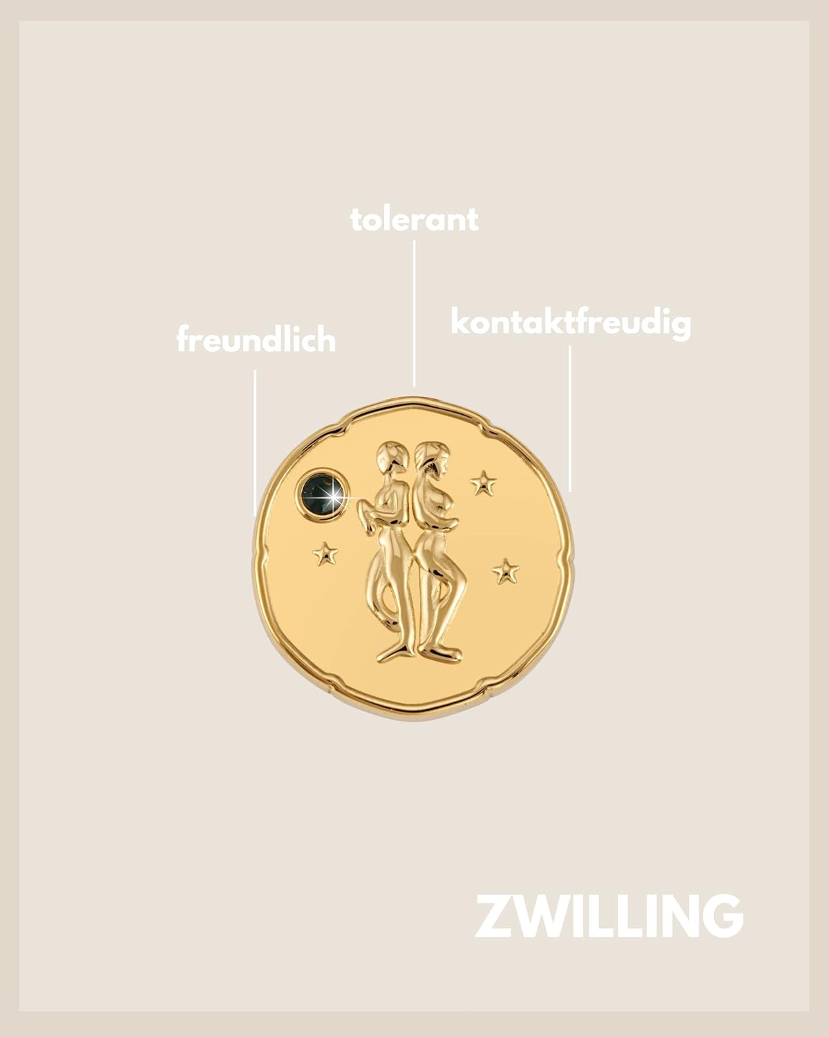 Detalle 2 de GD GOOD.designs Sternzeichen-Kette Gold mit Geburtsstein (18K vergoldet) für Damen