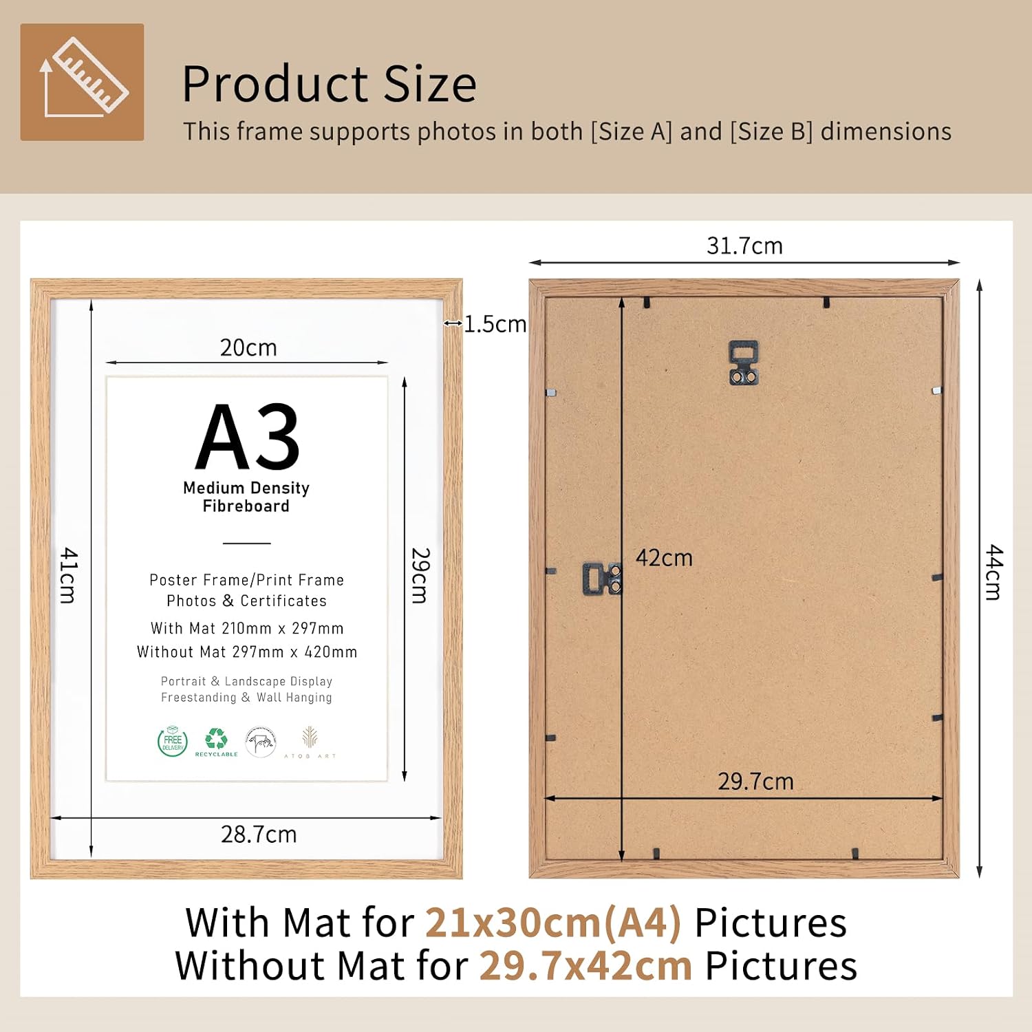 Thumbnail 1 de A3 Picture Frame Set of 3