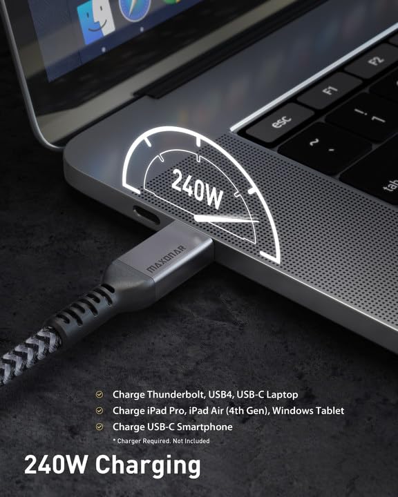 Detalle 2 de Maxonar TH32-2 USB4 Cable 2-Pack, 40Gbps, 240W, 8K, Braided Nylon