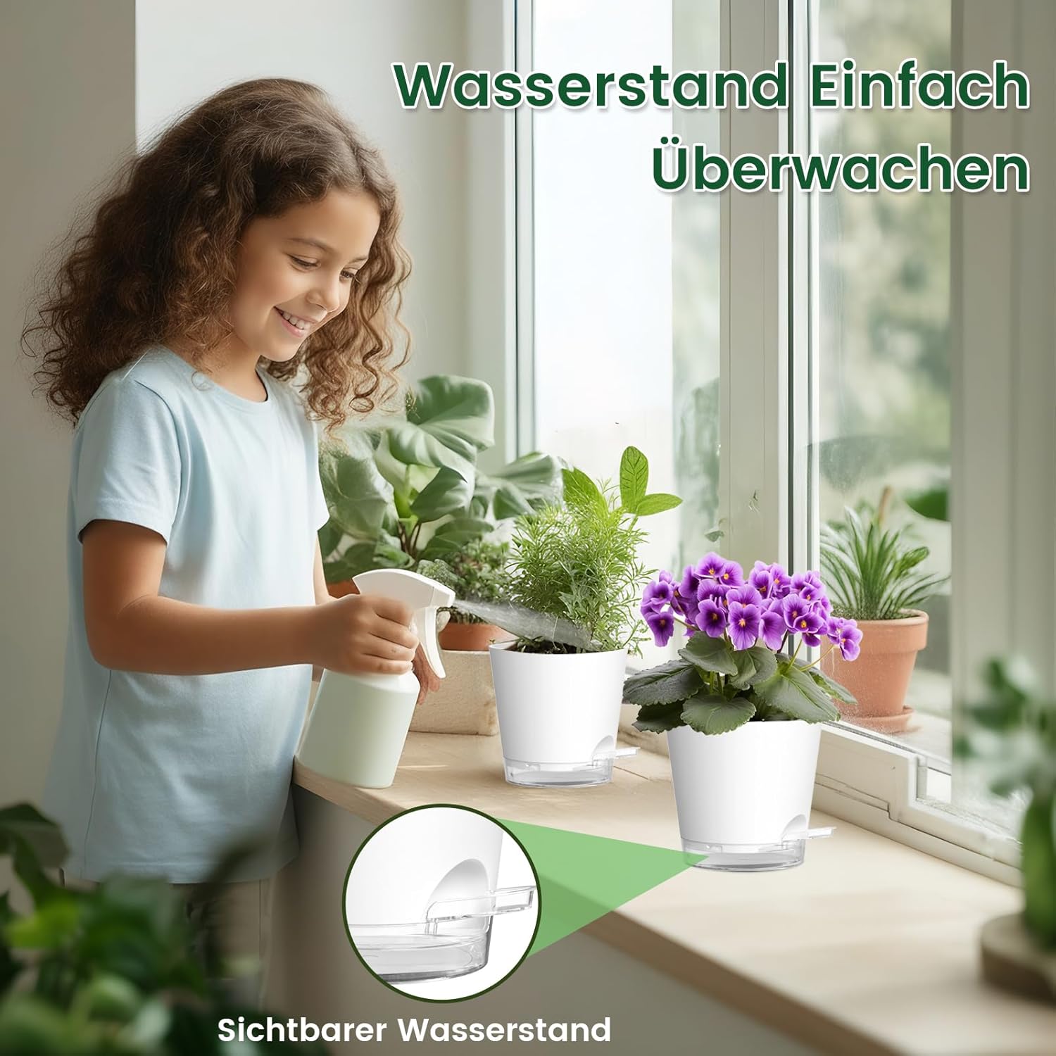 Thumbnail 2 de WSMKSZ 15 cm Selbstbewässernder Blumentopf – 5er Set, Weiß