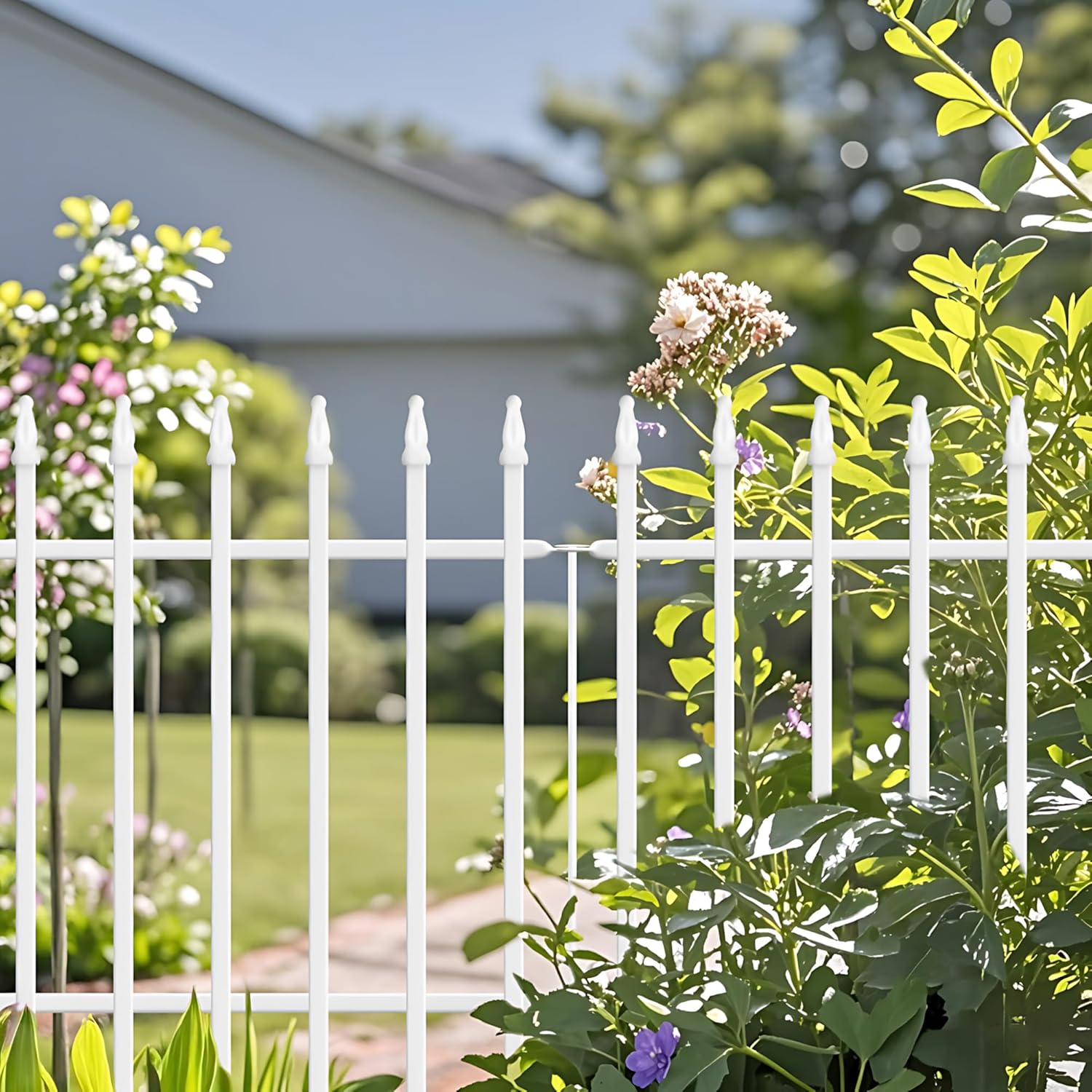 Thumbnail 1 de Thealyn decorative metal garden fence panels (white) – 61 cm height, 5-piece set