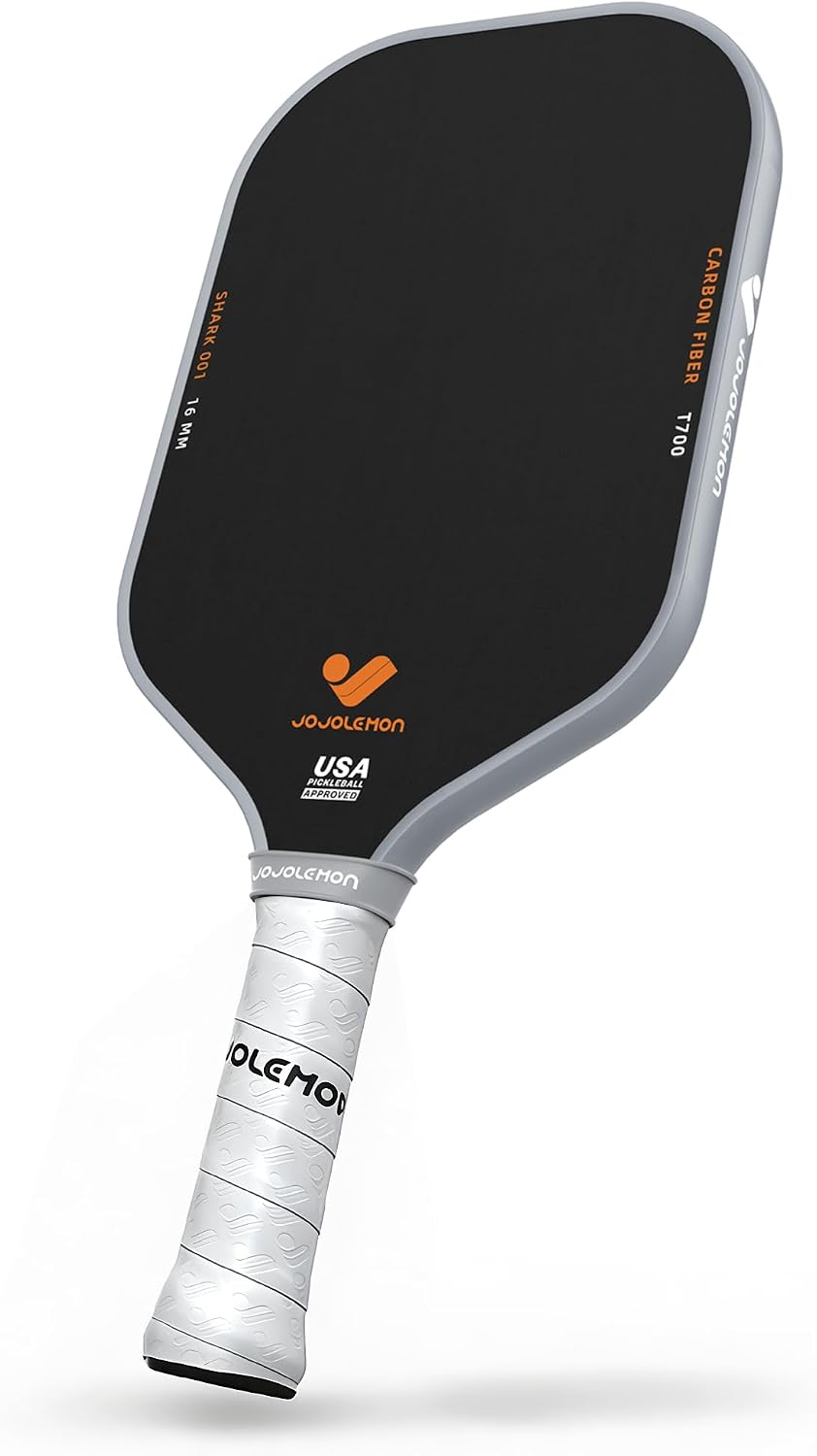 Detalle de JOJOLEMON 16mm Carbon Fiber Pickleball Paddle with Shark Power Polymer Core