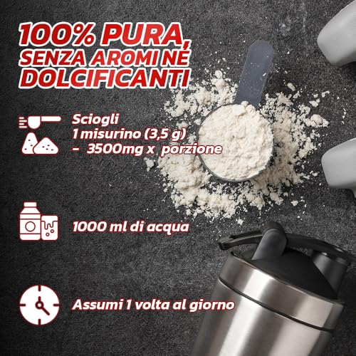 Detalle de PROLABS Citrullina PURE in Polvere 100% Pura e Vegan – 3500 mg per porzione, integratore di L-Citrullina per pre e intra workout (500 g, gusto Neutro)