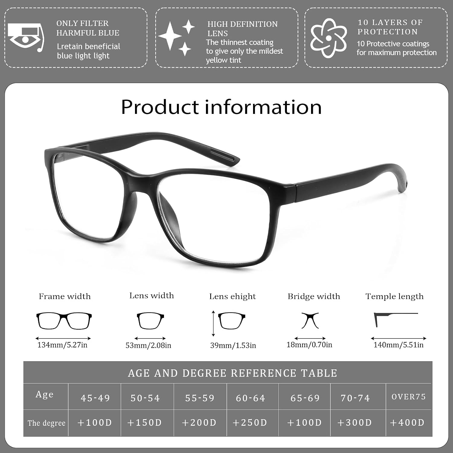 Thumbnail 3 de Kerecsen 3 Pack Reading Glasses for Men – Blue Light Blocking with Spring Hinges