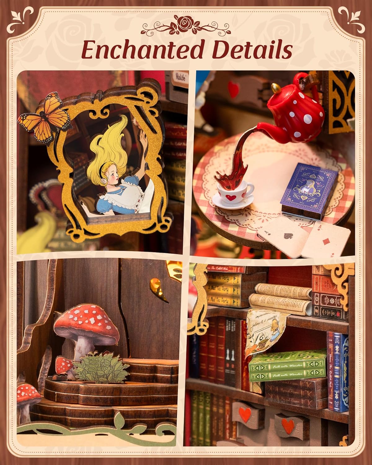 Thumbnail 6 de ROBOTIME Book Nook Booknook in Legno “Fall into Wonder” – diorama fai-da-te con luci, stile fiaba