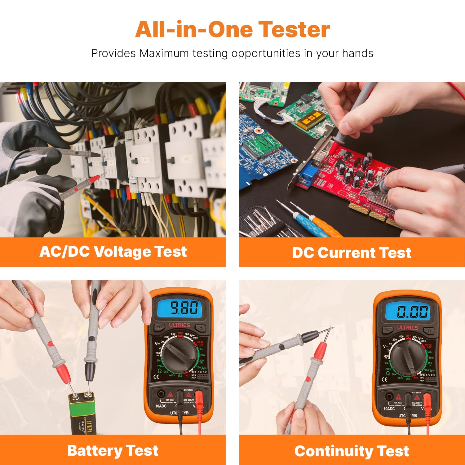 Detalle de ULTRICS Digital Multimeter 9V multi tester