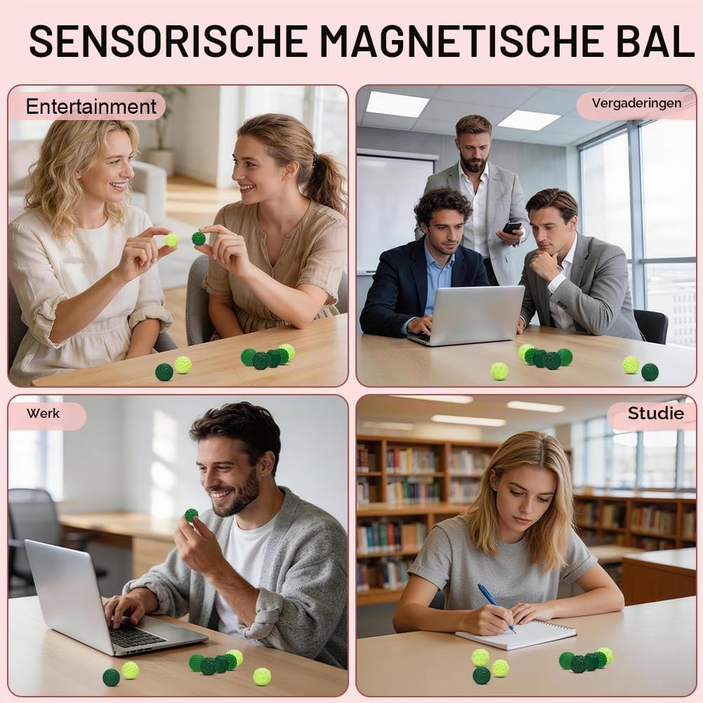 Thumbnail 6 de Ainiv 5565087 magnetische anti-stressballen, 9 stuks, groen siliconen