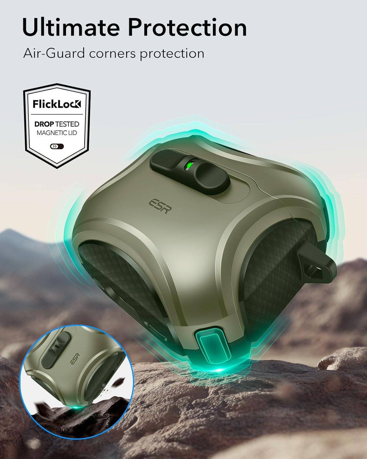 Thumbnail 6 de ESR Schutzhülle für AirPods 4 (2024) – Cyber Serie, Armeegrün, MagSafe-kompatibel