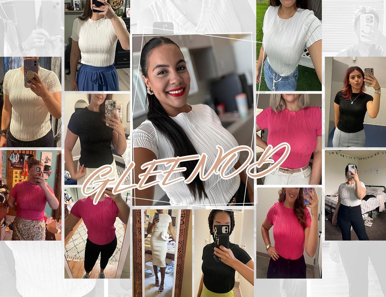 Thumbnail 4 de GLEENOD T-Shirt Damen Rundhalsausschnitt Y2K – Modernes Oberteil