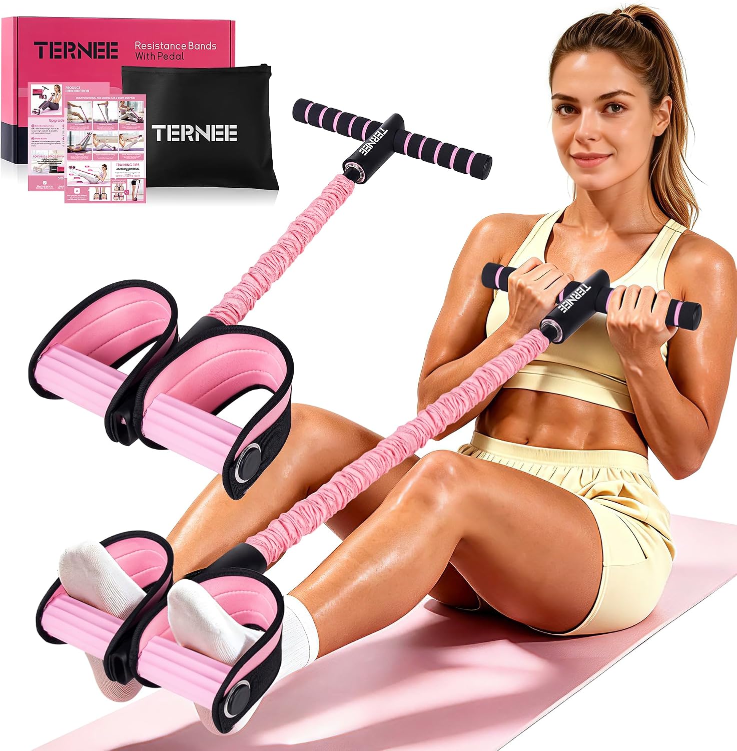 Detalle de Pedal Resistance Bands with Handles, Reinforced Latex