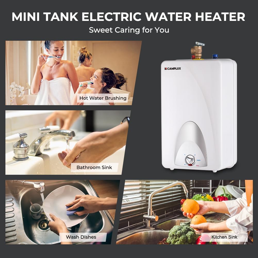 Detalle 1 de CAMPLUX ME40 4-Gallon Electric Mini-Tank Water Heater, 1440W, 120V