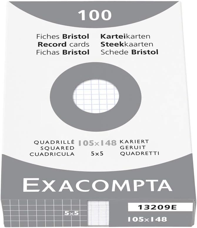 Detalle de Exacompta 13209E indexkort, 105 × 148 mm, rutade och skrivaranpassade