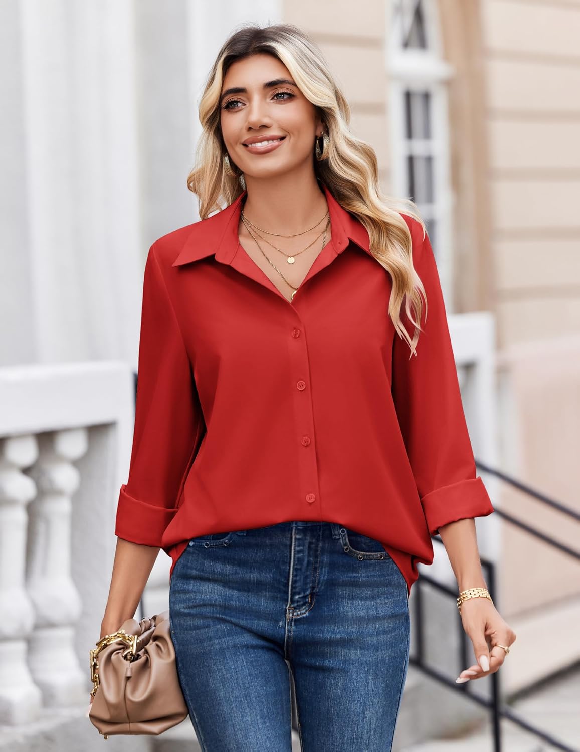 Thumbnail 1 de Zeagoo Button Down Shirts for Women: Dressy Floral Printed Long Sleeve Blouse for Work and Casual