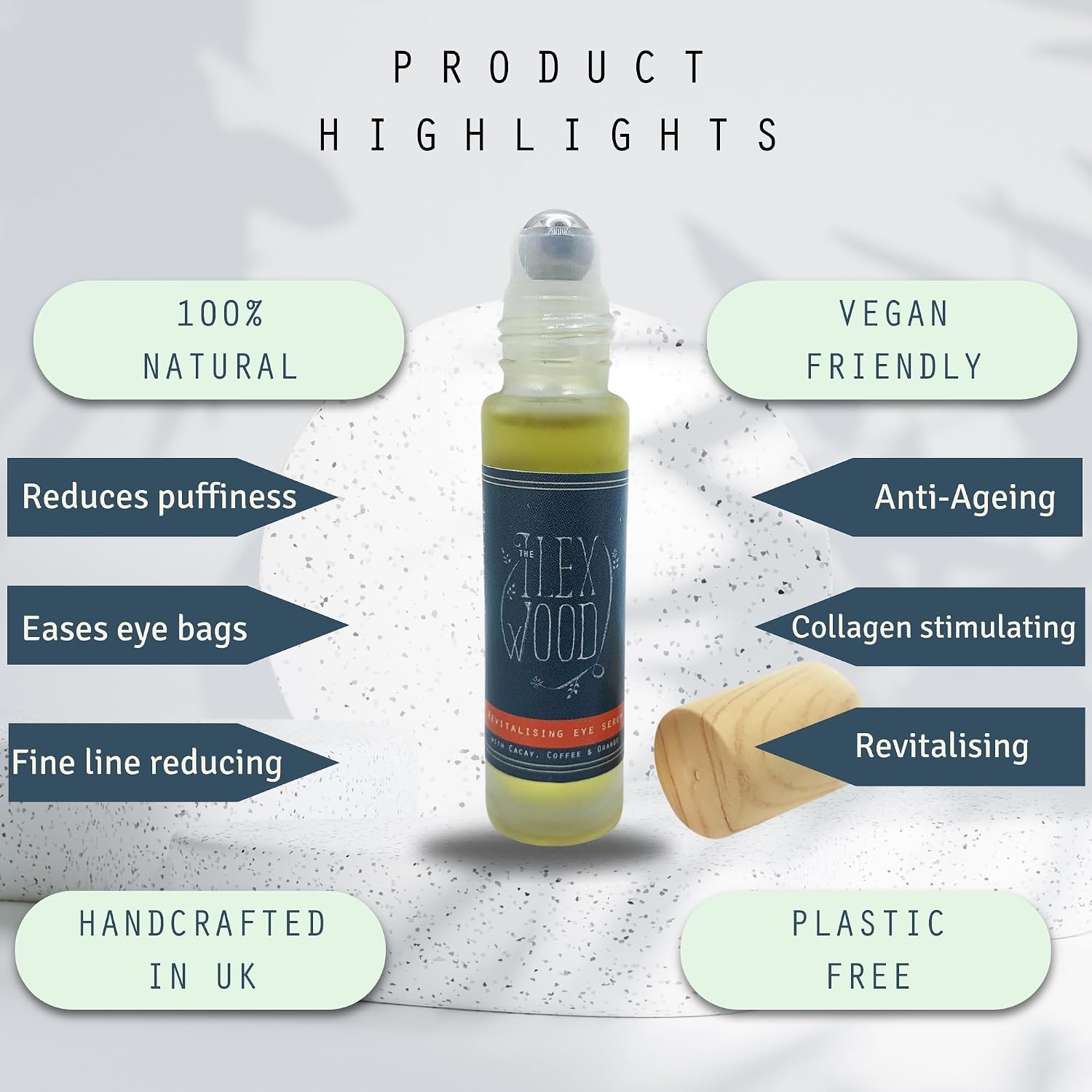 Detalle 2 de The Ilex Wood Revitalising Eye Serum (Cacay Oil) – 10ml all-natural vegan anti-ageing eye serum