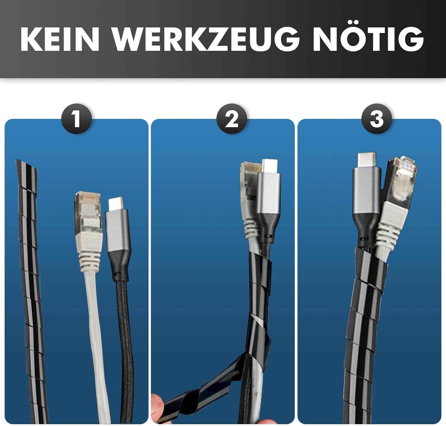 Thumbnail 6 de shinfly 2×6 m Kabelschlauch: Flexible Kabelhülle aus PE für sicheren Kabelschutz (Ø 8 mm & 10 mm) – Schwarz