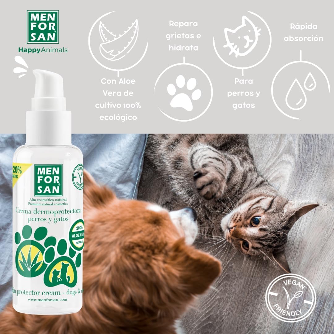 Detalle de MENFORSAN Crema Idratante Dermoprotettiva per Cani e Gatti 60ml con Aloe Vera Biologica