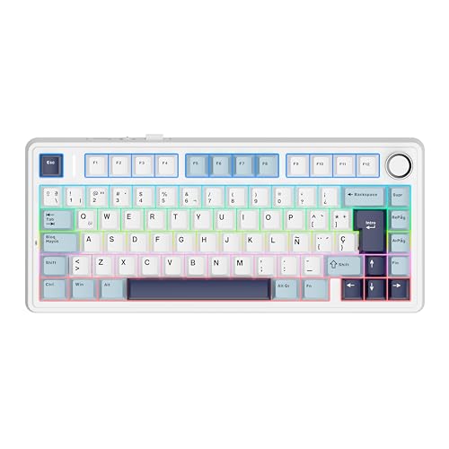 Detalle de EPOMAKER Aula F75 ISO-ES (75%) teclado mecánico inalámbrico 3 modos con perilla, RGB y hot-swap