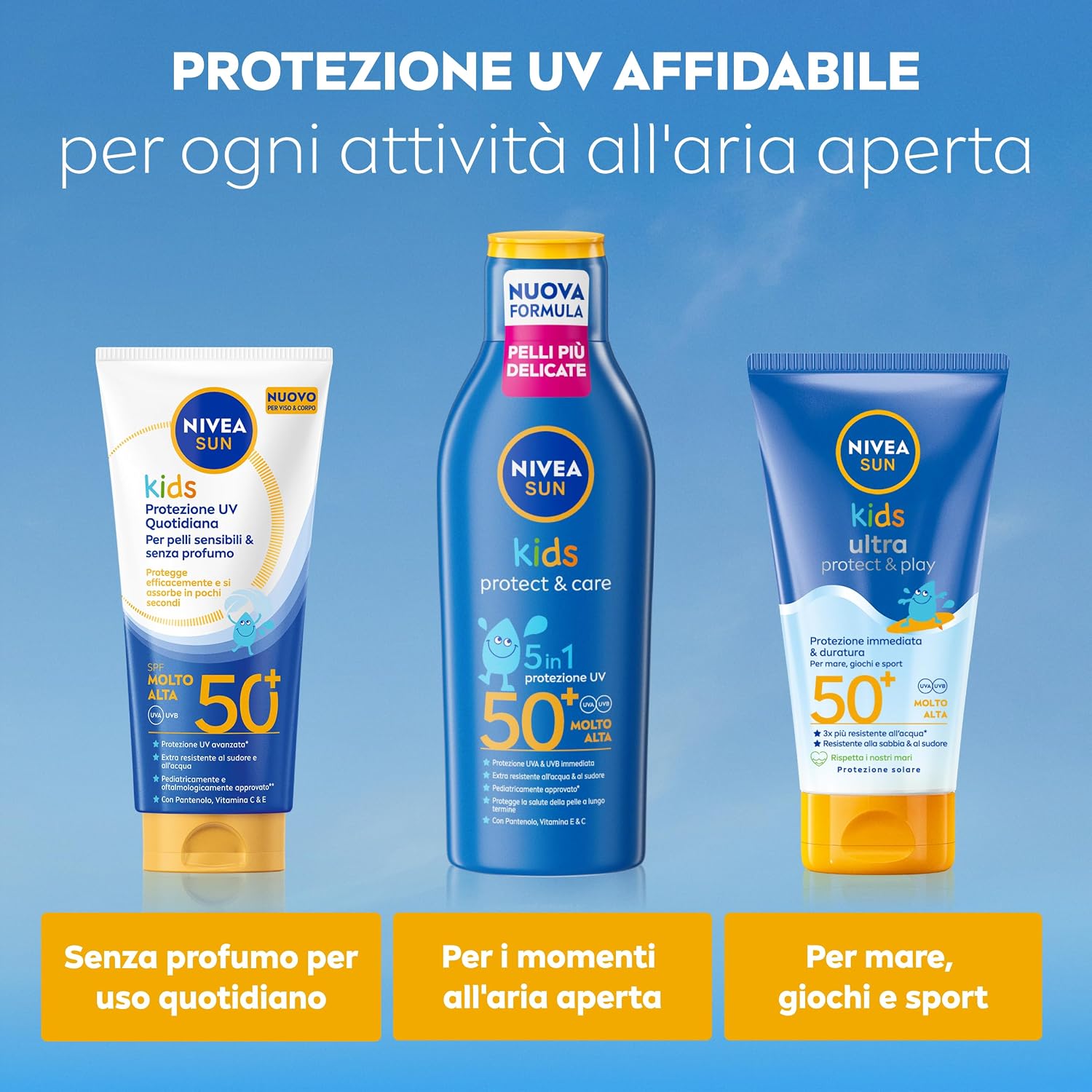 Thumbnail 6 de NIVEA SUN Kids Protezione UV Quotidiana SPF 50+ – Crema solare viso e corpo per bambini 3+ anni, senza profumo, 100 ml