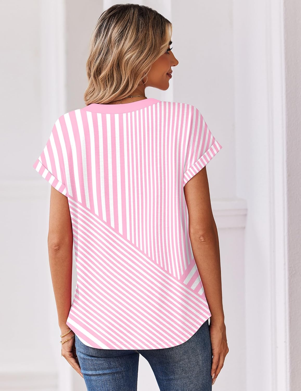 Thumbnail 4 de Zeagoo Women Summer Short Sleeve V-Neck Dressy Casual Work Blouse
