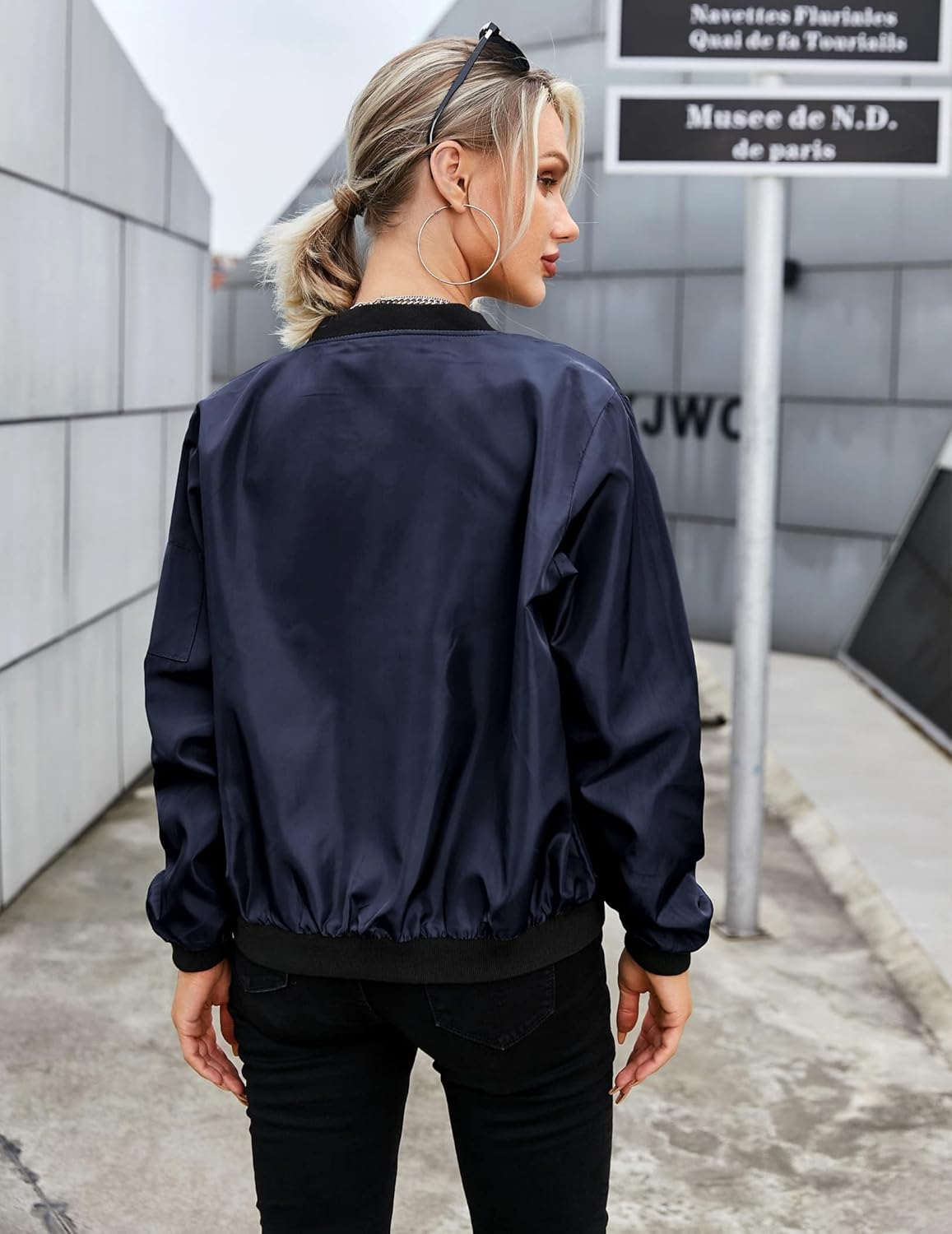 Thumbnail 3 de Zeagoo Bomberjacke Damen Kurz Blouson – leichte Piloten-Jacke, casual Langarm, Reißverschluss